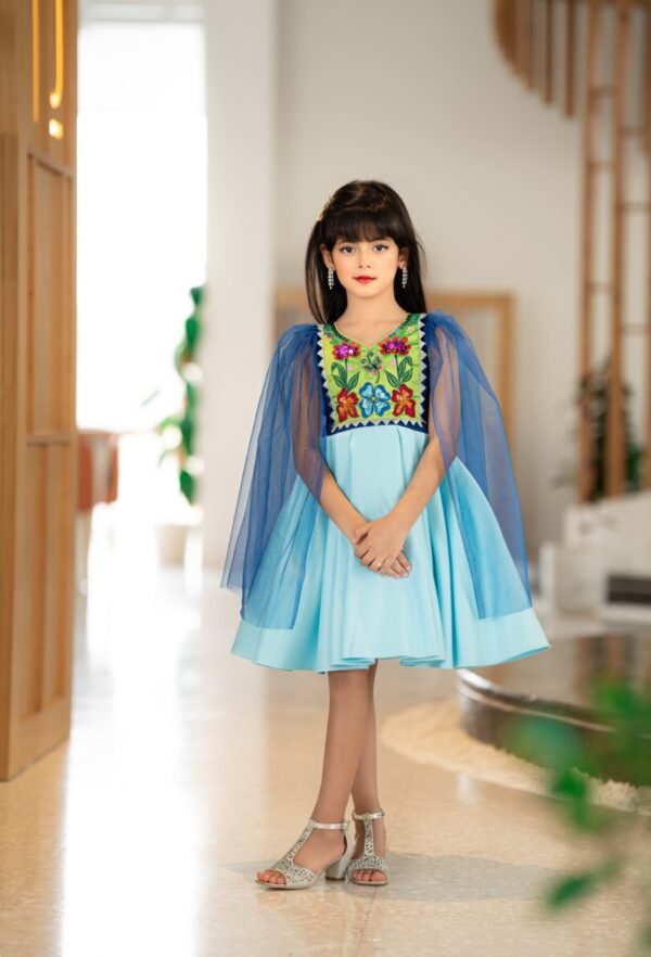 فستان الزهور ازرق - Image 2
